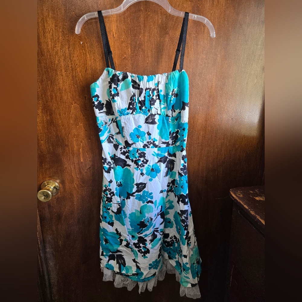 Dressbarn Teal and Black Floral Dress